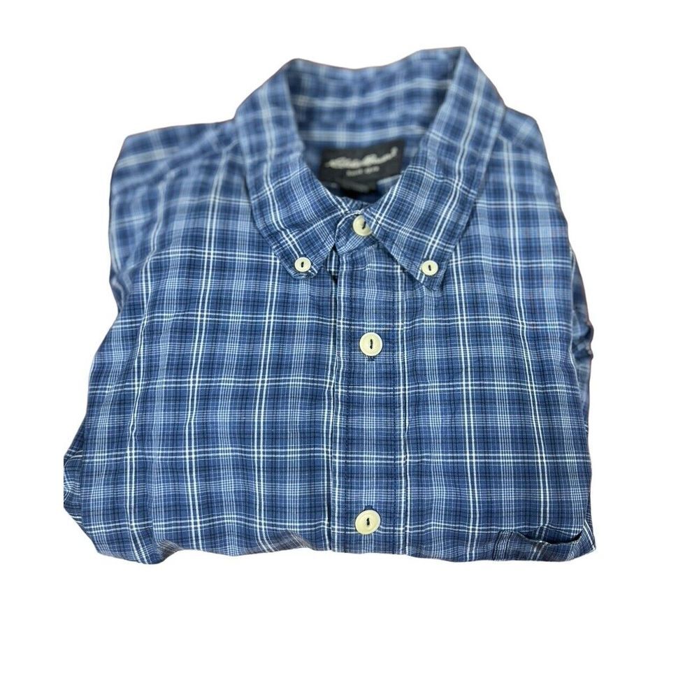 Eddie Bauer Tall XL Long‎ Sleeve Mens Button Up Blue Check